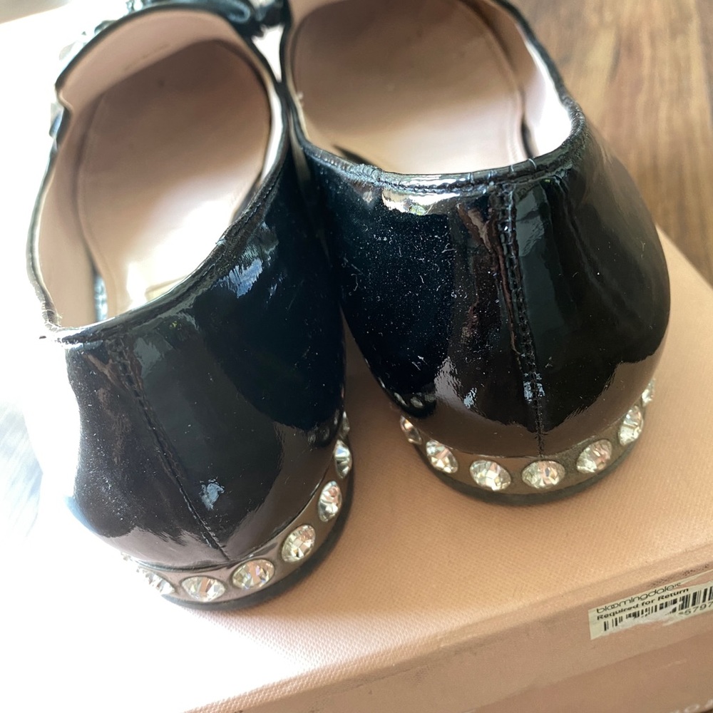 Miu Miu Black Patent Leather Bow Ballet Flats Siz… - image 4